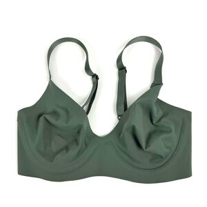 SMOOTHEZ by Aerie Unlined PLUNGE Bra 32C Underwire Ultra Soft Comfort Fit Green